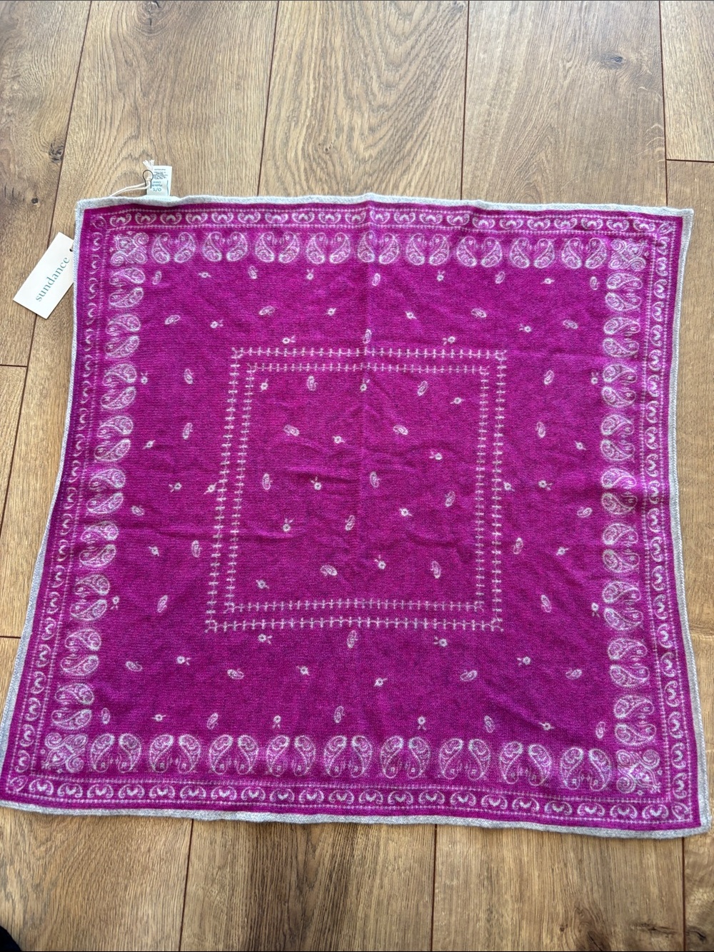 Sundance Cashmere Fuchsia Paisley  Bandana Scarf